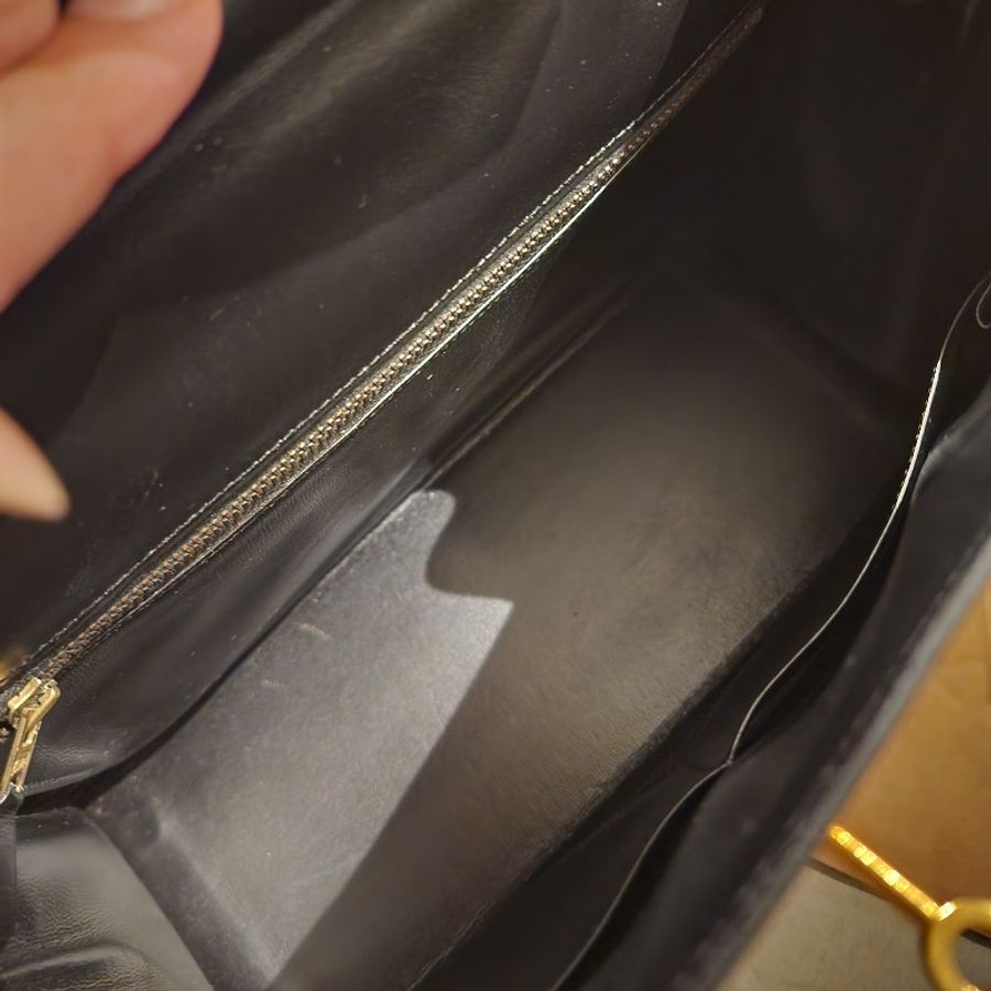 甜甜收藏愛馬仕 Kelly 28黑金Box小牛皮外縫 兩用包HERMES-11