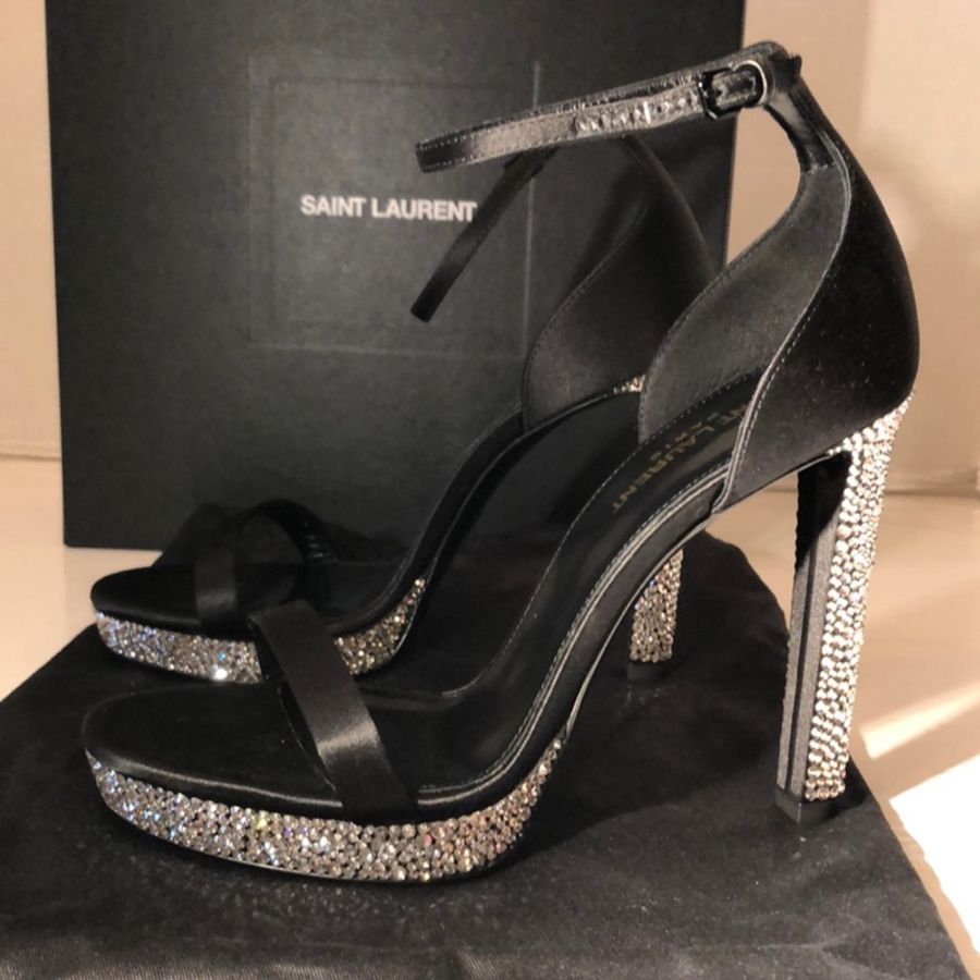 🔥🔥🔥 100% Authentic Saint Laurent施華洛世奇水晶跟鞋-0