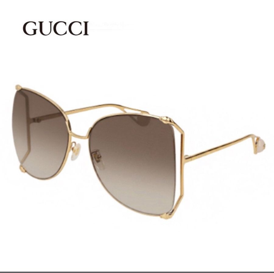 GUCCI GG0252S 002 義大利製 珍珠鏡腳 蝶形簍 孫芸芸款 太陽眼鏡 墨鏡-0