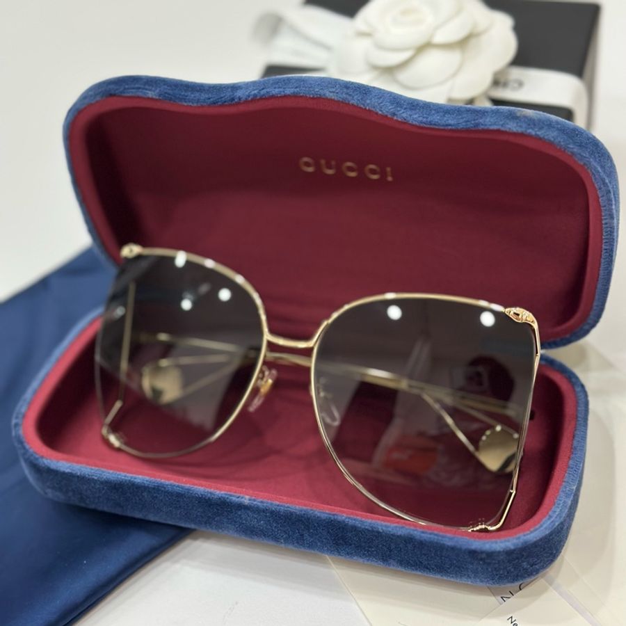 GUCCI GG0252S 002 義大利製 珍珠鏡腳 蝶形簍 孫芸芸款 太陽眼鏡 墨鏡-1