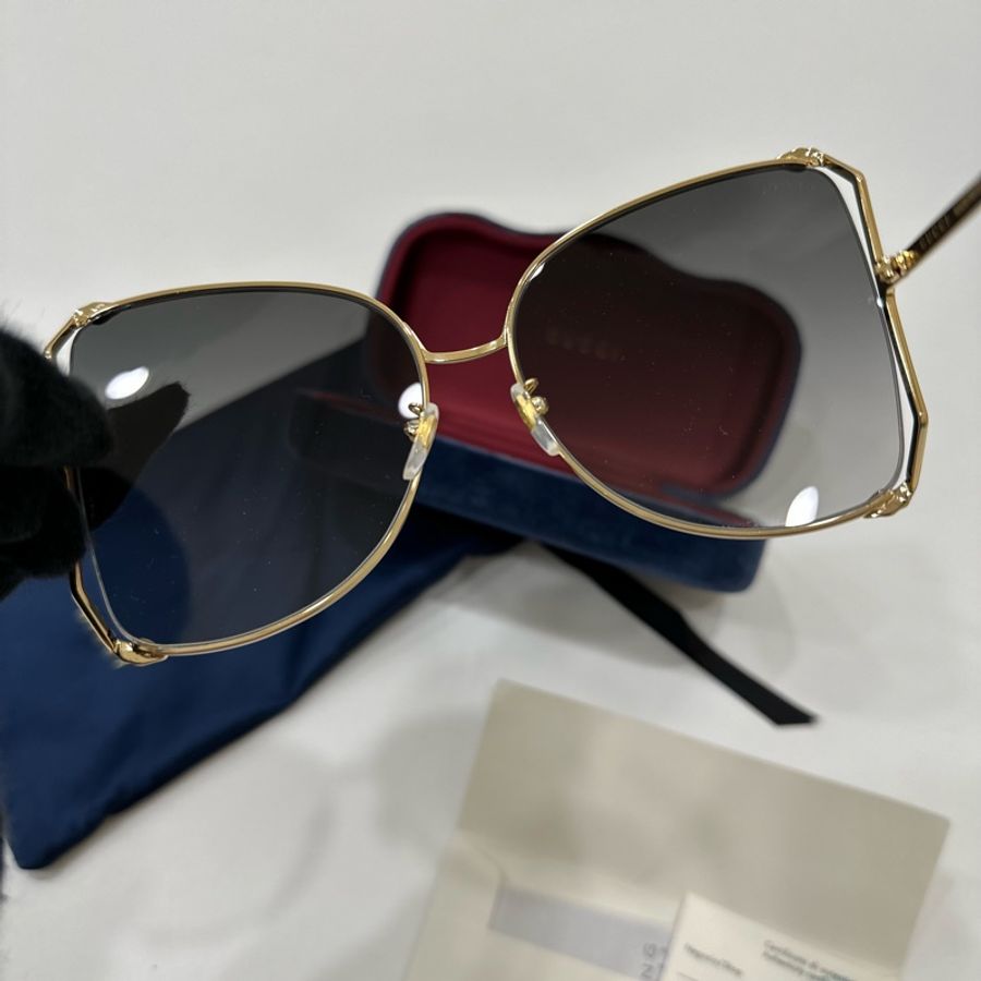 GUCCI GG0252S 002 義大利製 珍珠鏡腳 蝶形簍 孫芸芸款 太陽眼鏡 墨鏡-12