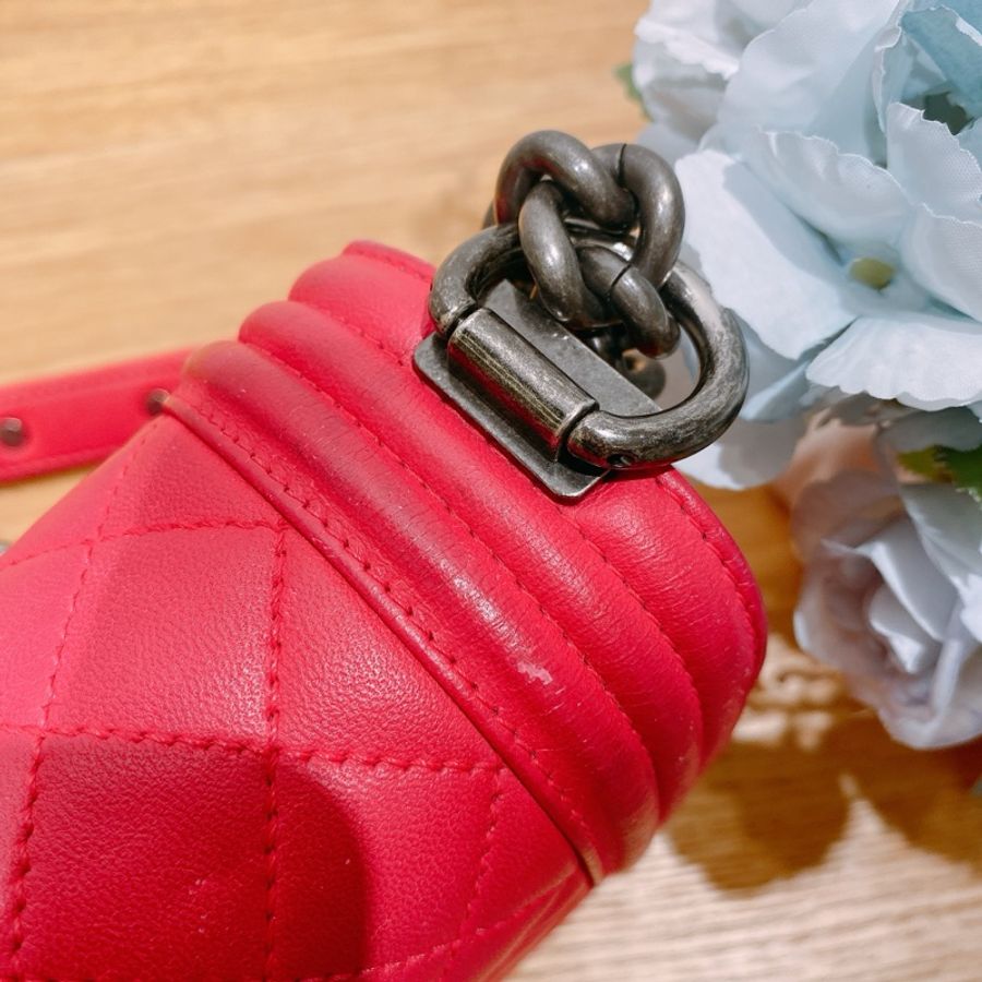 香奈兒超吸睛桃紅色經典boy手袋-64