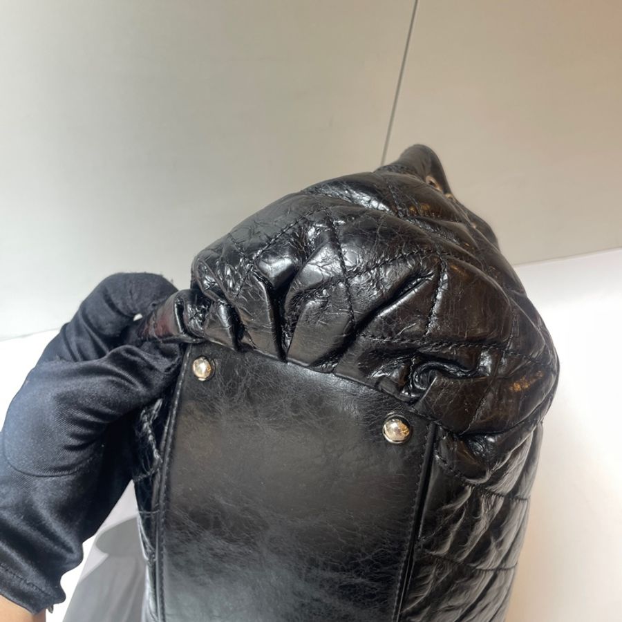 Chanel黑灰牛皮雙帶包-20