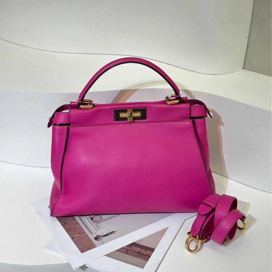 FENDI Peekaboo soft手提包 - 桃紫色-2