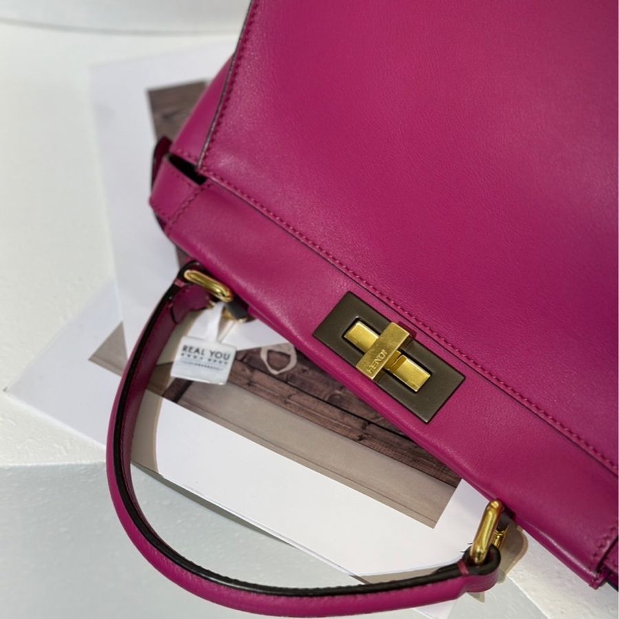 FENDI Peekaboo soft手提包 - 桃紫色-3