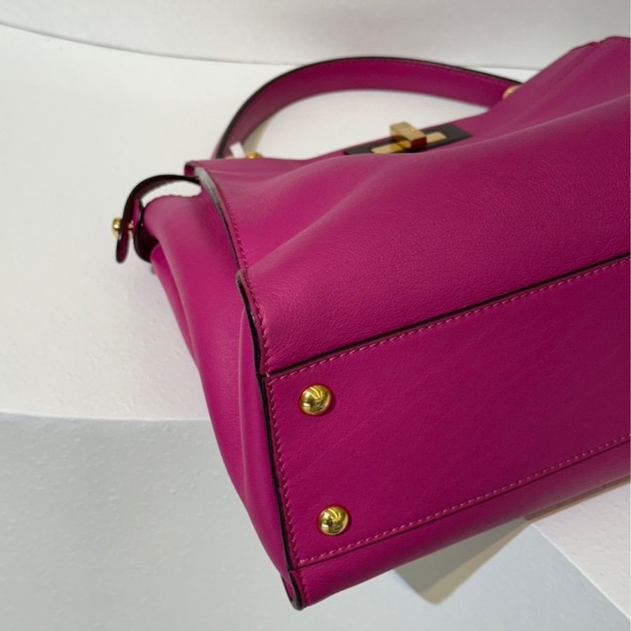 FENDI Peekaboo soft手提包 - 桃紫色-12
