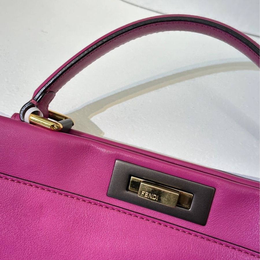 FENDI Peekaboo soft手提包 - 桃紫色-14