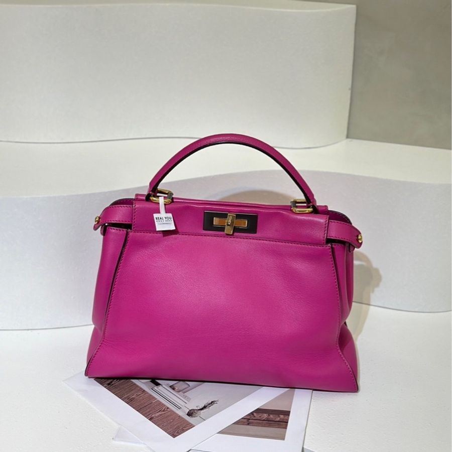 FENDI Peekaboo soft手提包 - 桃紫色-17