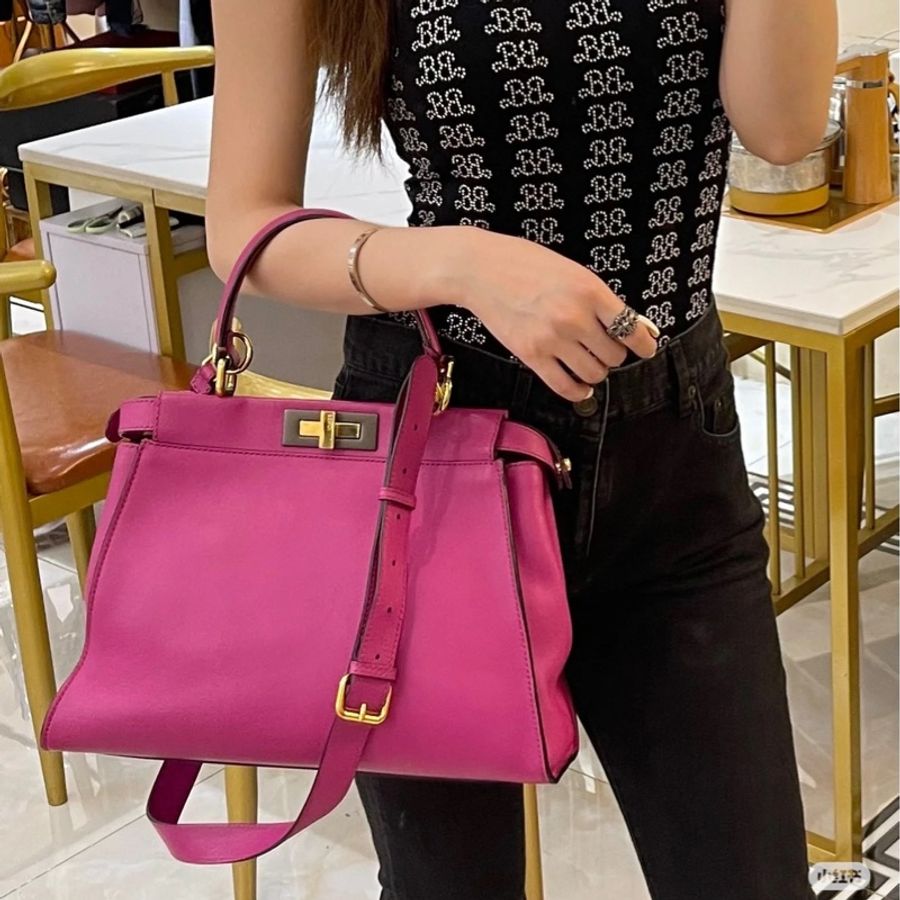 FENDI Peekaboo soft手提包 - 桃紫色-18