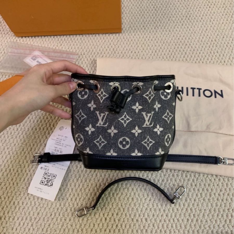 Louis Vuitton Nono Noe 黑色丹寧牛仔小水桶包 #限量款 #芯片款 #大全配 #爆款❤️🔥-4