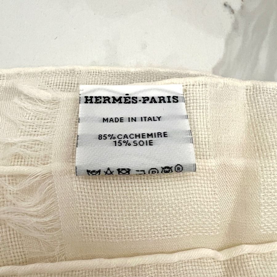 Hermes Cachemire 米白圍巾 /全新全配-4