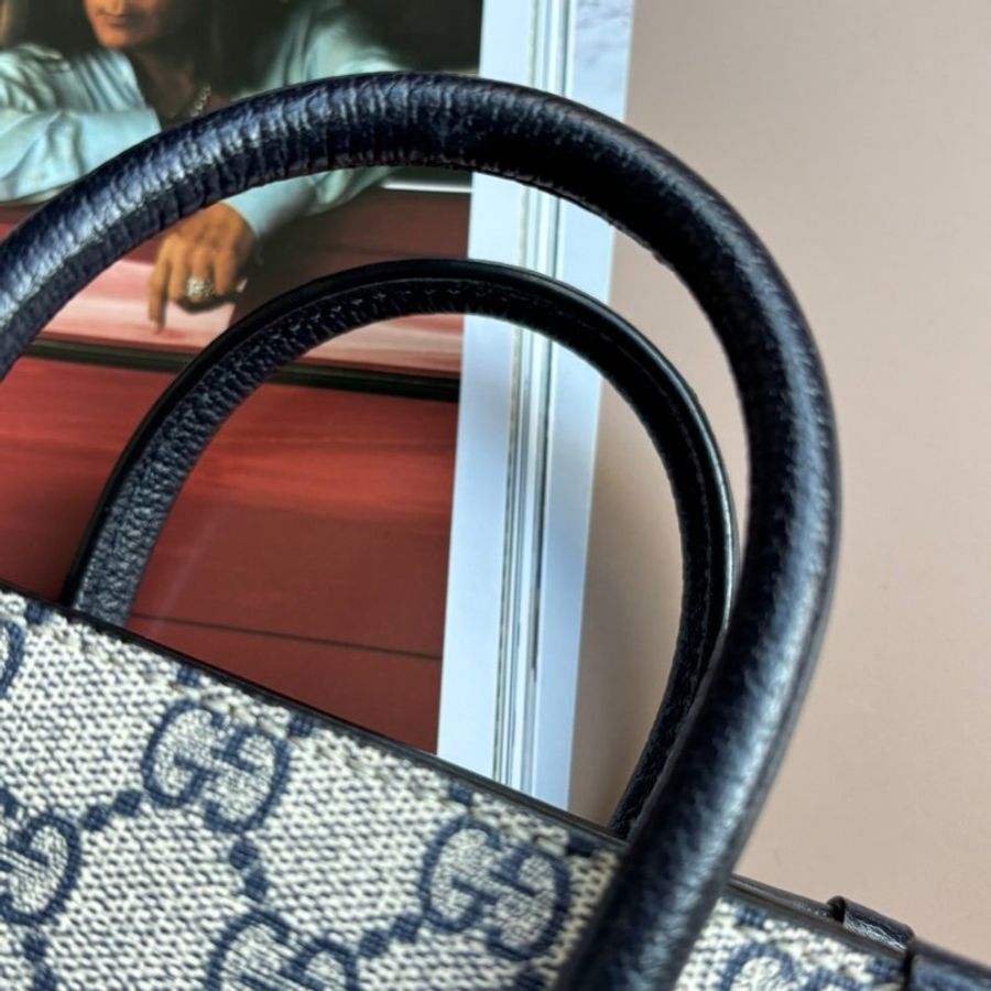 ::GUCCI:: 671623 Interlocking G藍邊琴譜包 手提斜背包-7