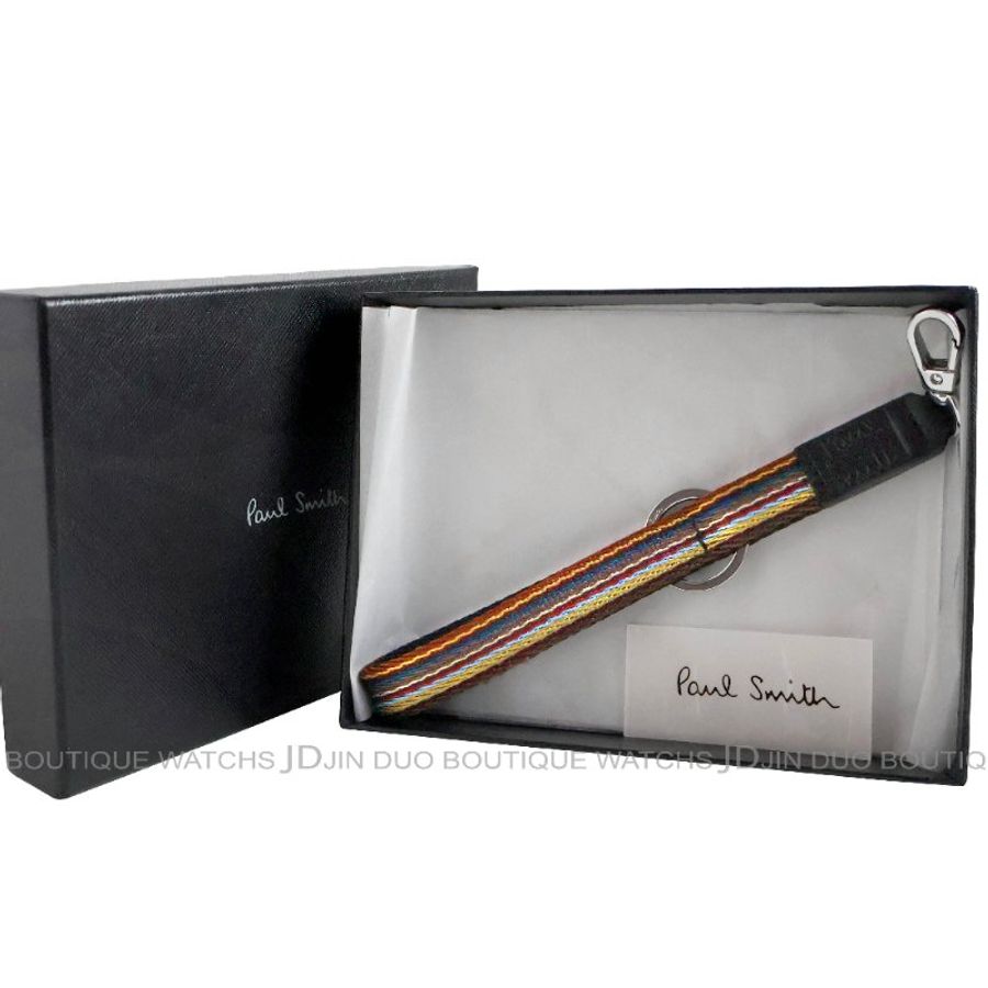 金鐸精品~2390 PAUL SMITH PS 保羅·史密斯 多彩條紋鑰匙圈 全新品-0