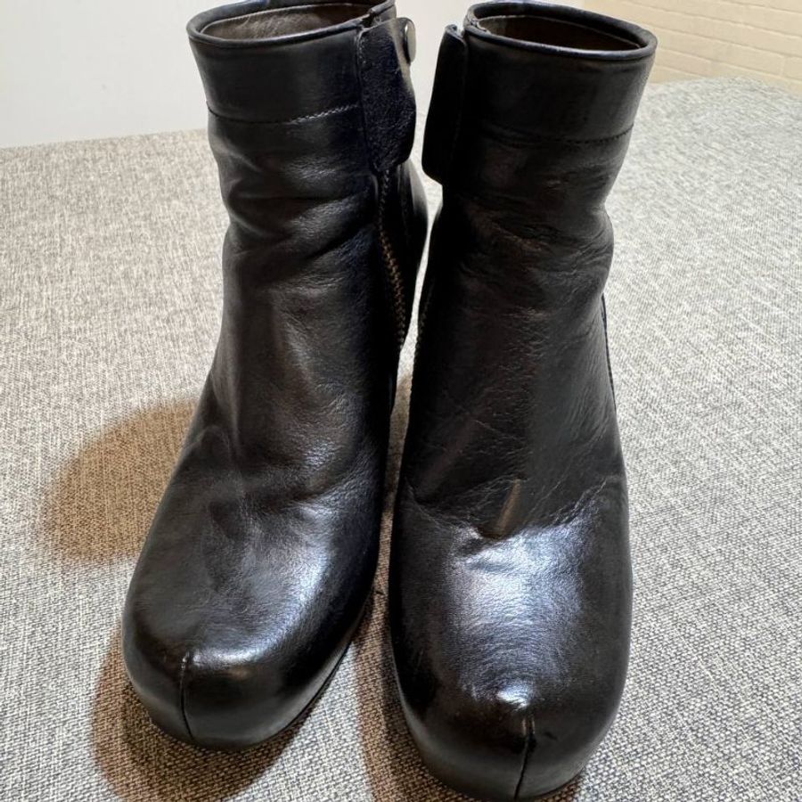 Rick Owens 黑色造型短靴 楔型鞋 歐碼36.5-0