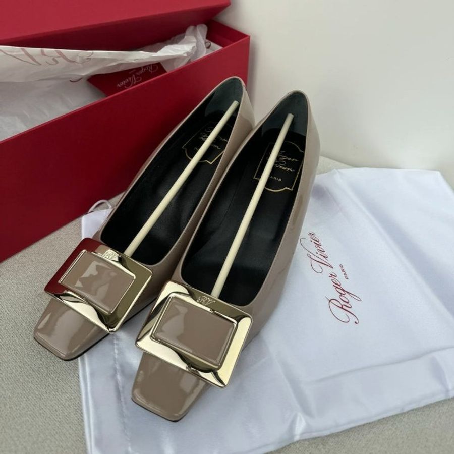 🎁母親節特價🎁Roger Vivier Trompette 金屬搭釦漆皮芭蕾平底鞋 大象灰 EU 35/36/36.5/39(購買請訊息告知需要尺寸)-5