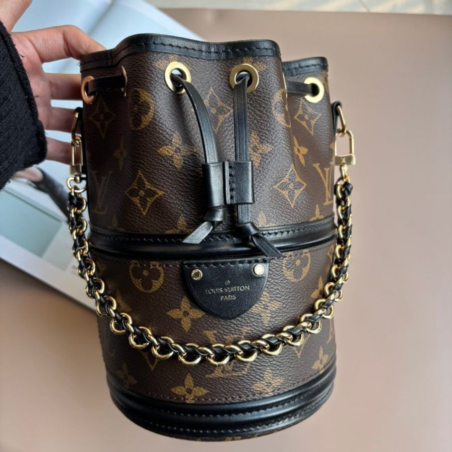 不議價 最低 最甜了 ::LOUIS VUITTON:: LV M83480 Canoé 黑邊圓筒兩用手提斜背水桶包-0