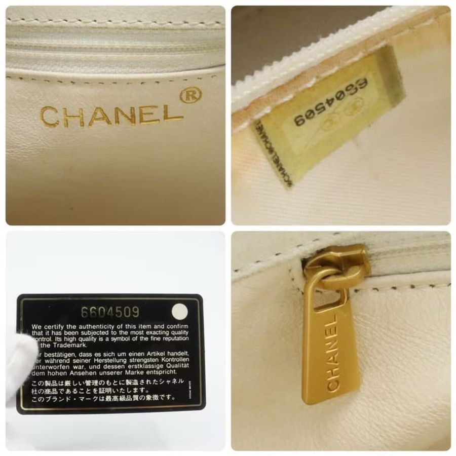 【LA LUNE】 稀有中古二手Chanel白色原木手柄皮革小托特包手提包挽袋 Vintage-8