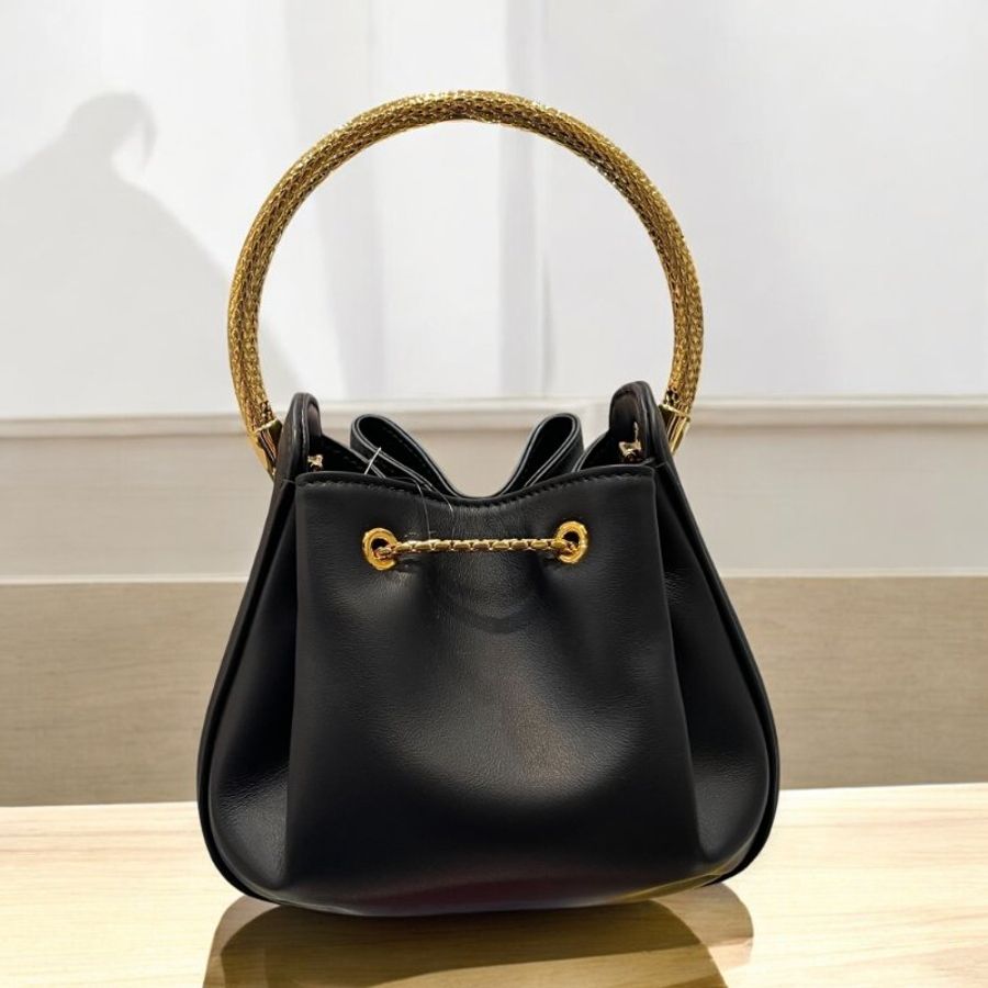 BVLGARI Serpenti Forever小牛皮水桶包/黑-2