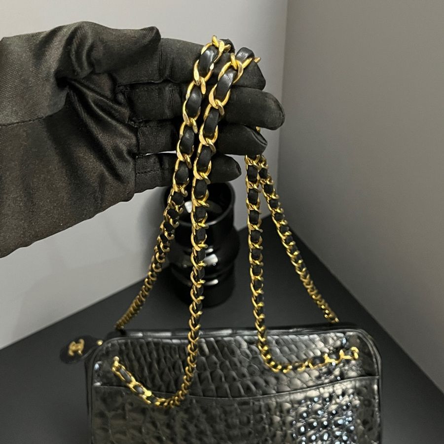 (超美鱷魚皮🐊⚠️) Chanel 香奈兒 真鱷魚皮 黑金托特包 頂級貴婦專屬-8