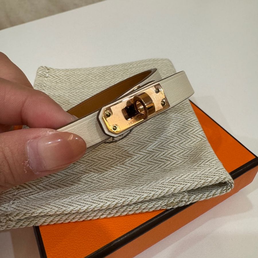 Hermes Mini Kelly Double Tour手環(米白金扣)-4