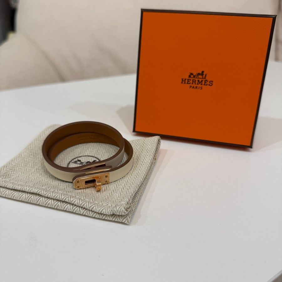 Hermes Mini Kelly Double Tour手環(米白金扣)-6