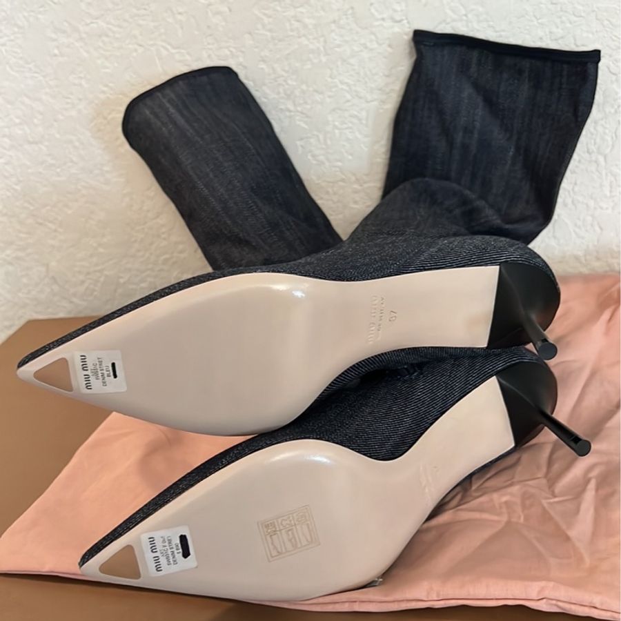🔥🔥🔥Miu Miu 牛仔彈性長統靴-11