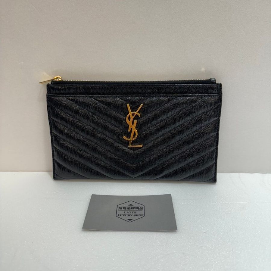 YSL 拉鍊長夾/手拿包 87成新(M-13)-0