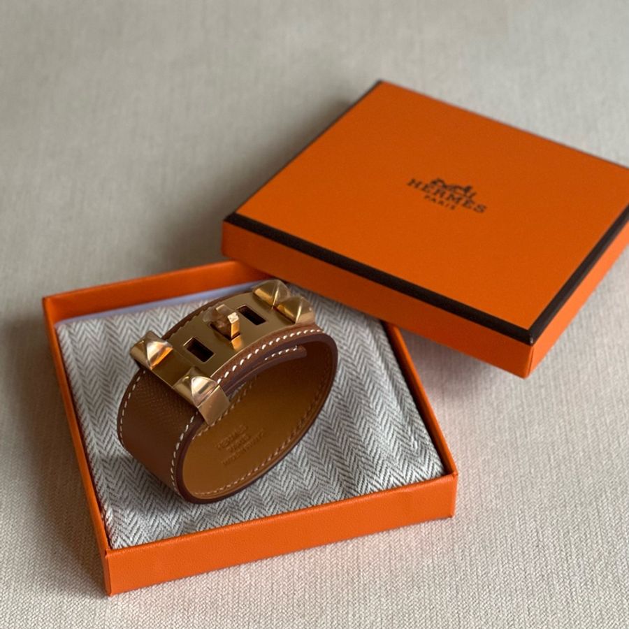 全新 現貨 🧡 Hermes Collier de Chien 24 CDC bracelet 皮 手帶 手鐲 手環 Etoupe 大象灰 Gold 金棕🎄🎁 聖誕禮物-2