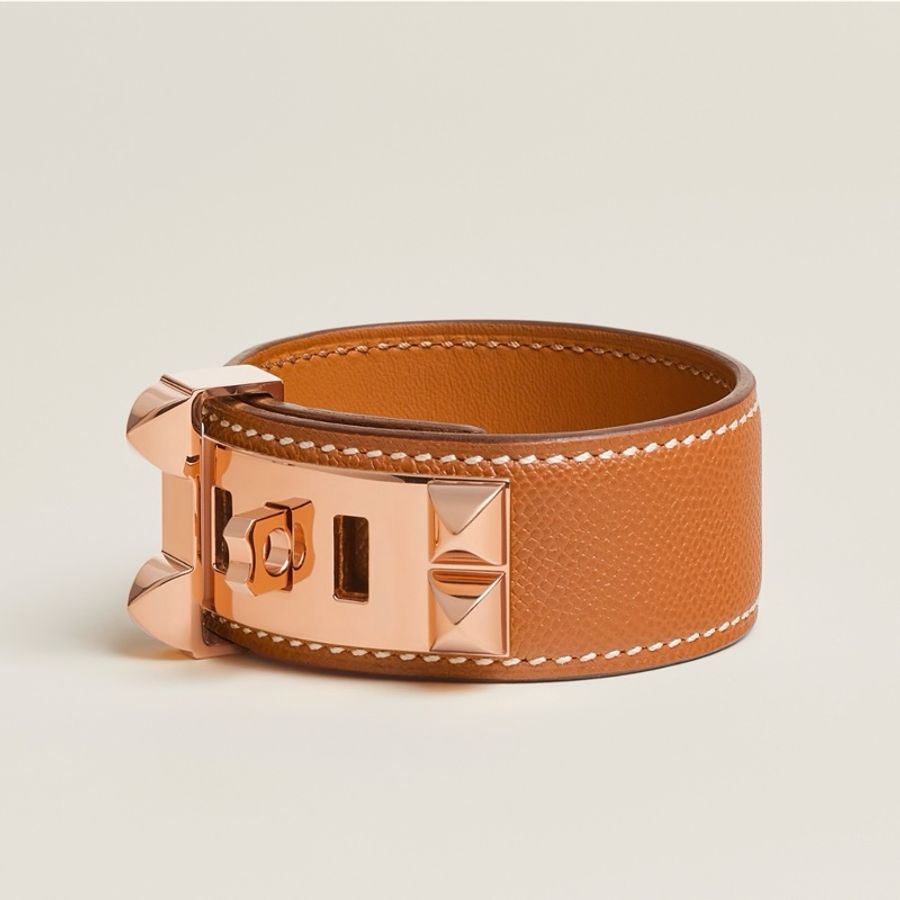 全新 現貨 🧡 Hermes Collier de Chien 24 CDC bracelet 皮 手帶 手鐲 手環 Etoupe 大象灰 Gold 金棕🎄🎁 聖誕禮物-4