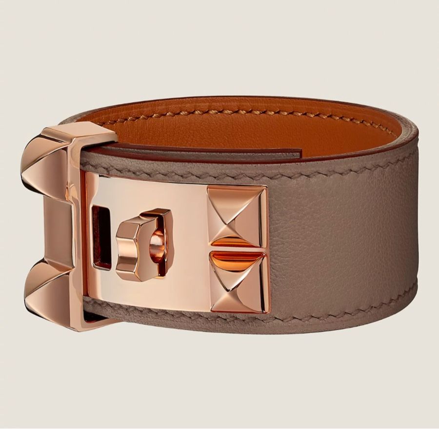 全新 現貨 🧡 Hermes Collier de Chien 24 CDC bracelet 皮 手帶 手鐲 手環 Etoupe 大象灰 Gold 金棕🎄🎁 聖誕禮物-5