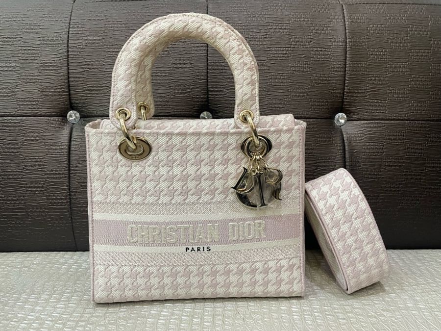Dior 粉白刺繡千鳥格中碼Lday Dior-0