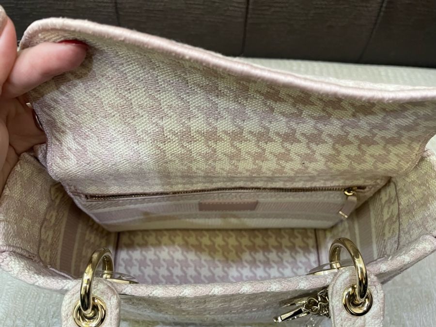 Dior 粉白刺繡千鳥格中碼Lday Dior-7