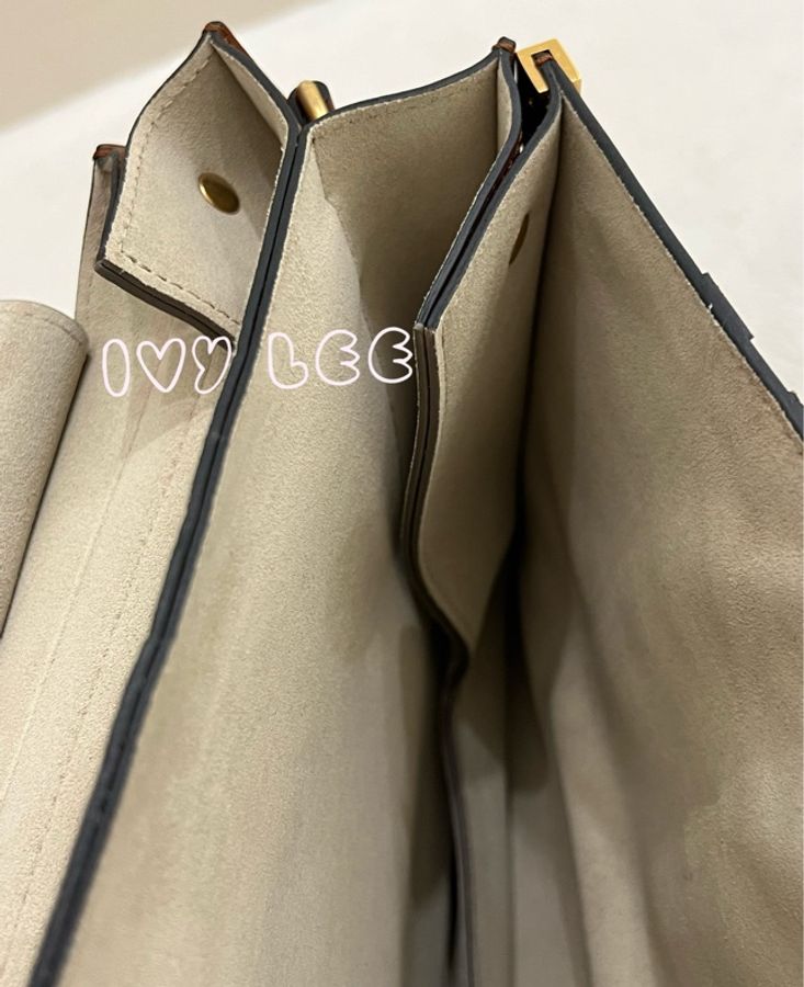 CHLOE麂皮小牛皮拼接 Faye 單肩包 咖啡棕南瓜黃 煙草色 二手精品-14
