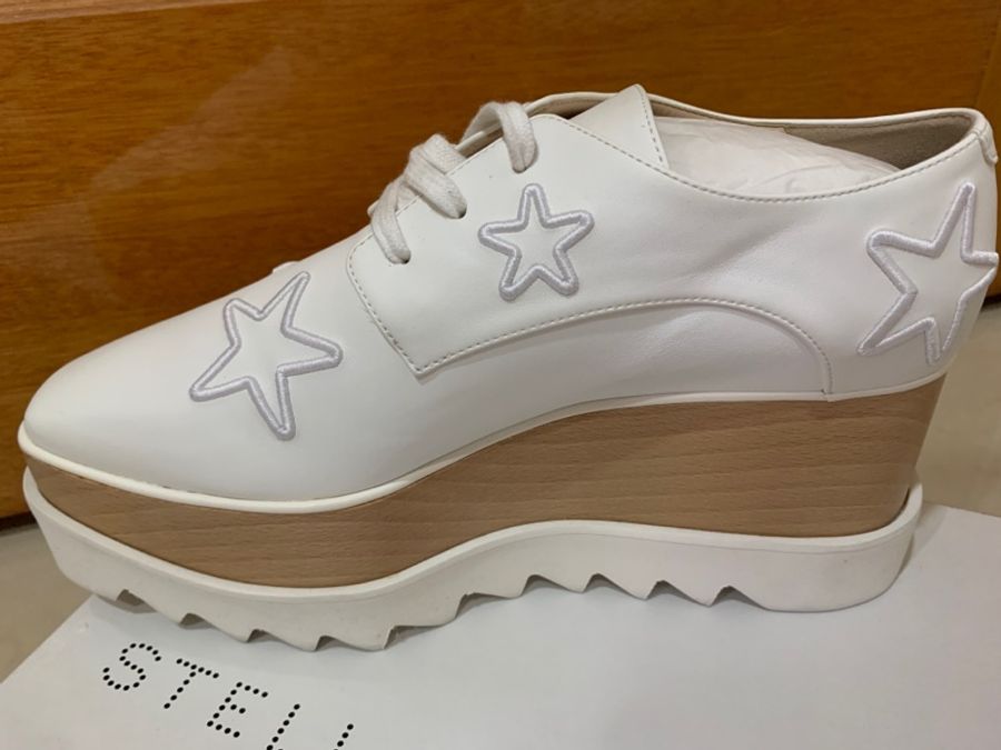Stella McCartney 經典星星厚底鞋(白色37半)-5