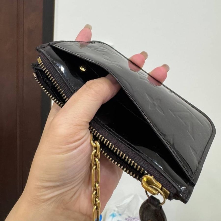 LV Vernis Pochette Cles Amarante M93557零錢包 鑰匙包 卡夾 卡包 信用卡夾-11