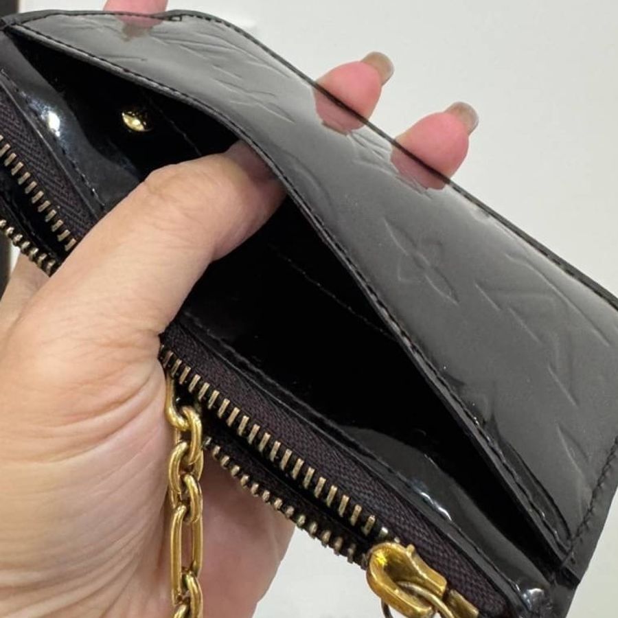 LV Vernis Pochette Cles Amarante M93557零錢包 鑰匙包 卡夾 卡包 信用卡夾-17