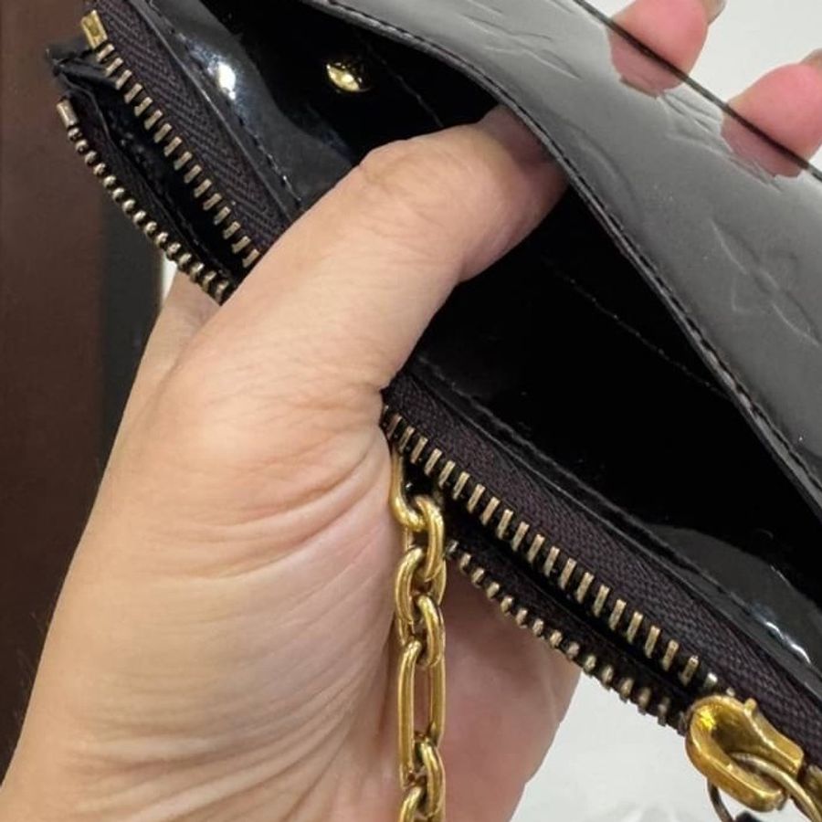 LV Vernis Pochette Cles Amarante M93557零錢包 鑰匙包 卡夾 卡包 信用卡夾-20