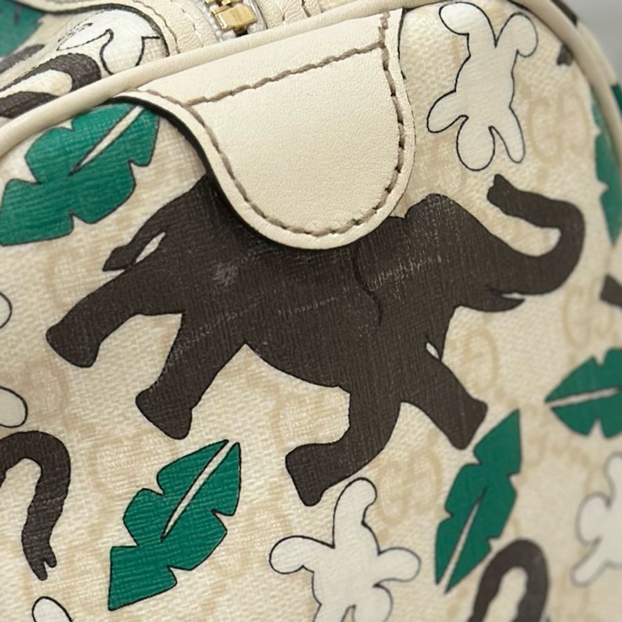 GUCCI Monogram Medium Joy 波士頓 聯合國兒童基金會 大象 雪人 手提包 行李袋-33