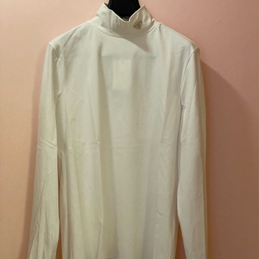 Prada white technical nylon logo turtleneck jersey L 長袖 樽領 T恤-1