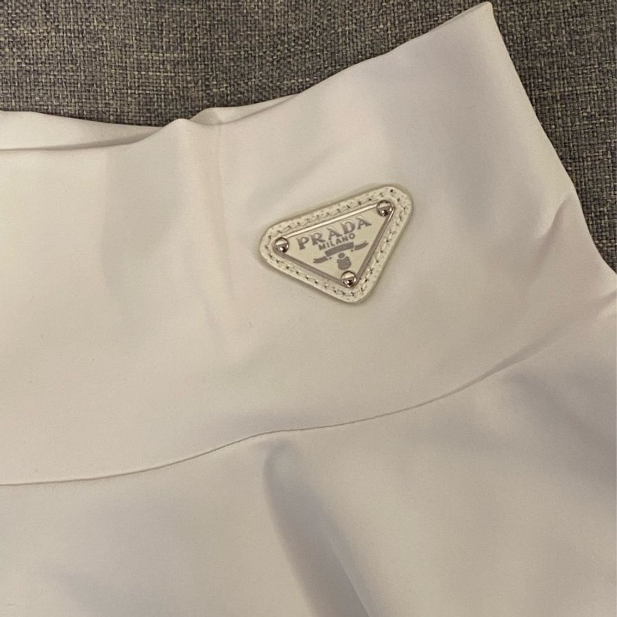 Prada white technical nylon logo turtleneck jersey L 長袖 樽領 T恤-3