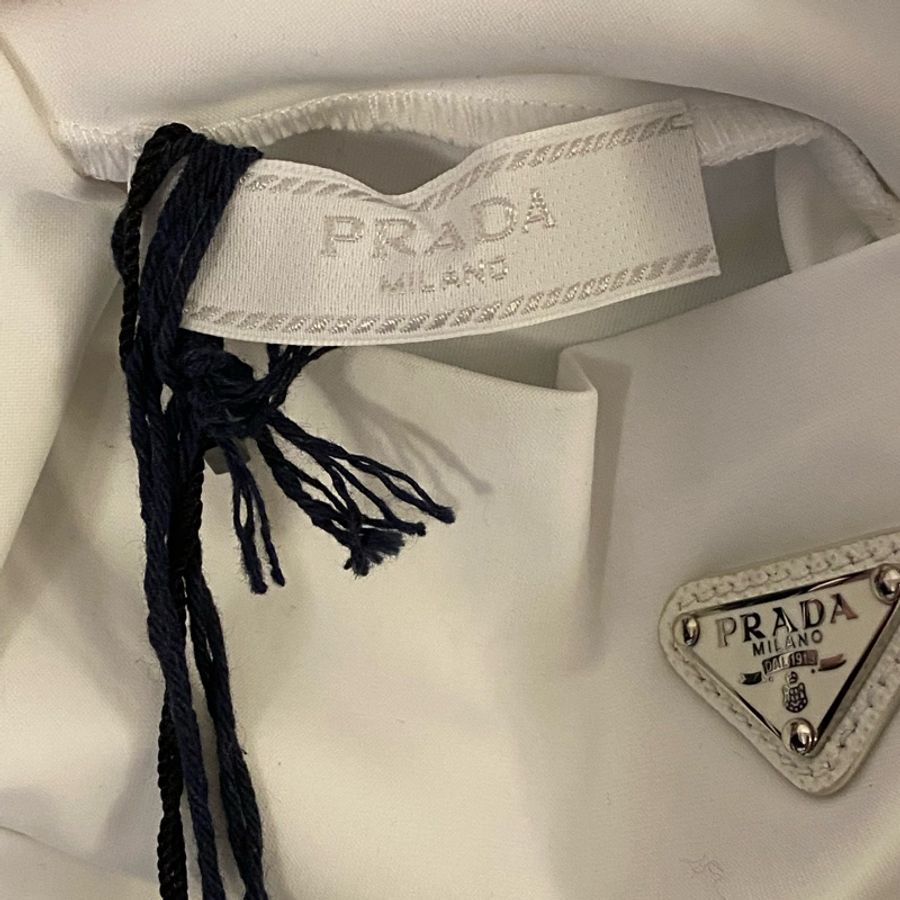 Prada white technical nylon logo turtleneck jersey L 長袖 樽領 T恤-4
