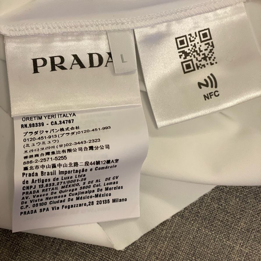 Prada white technical nylon logo turtleneck jersey L 長袖 樽領 T恤-6