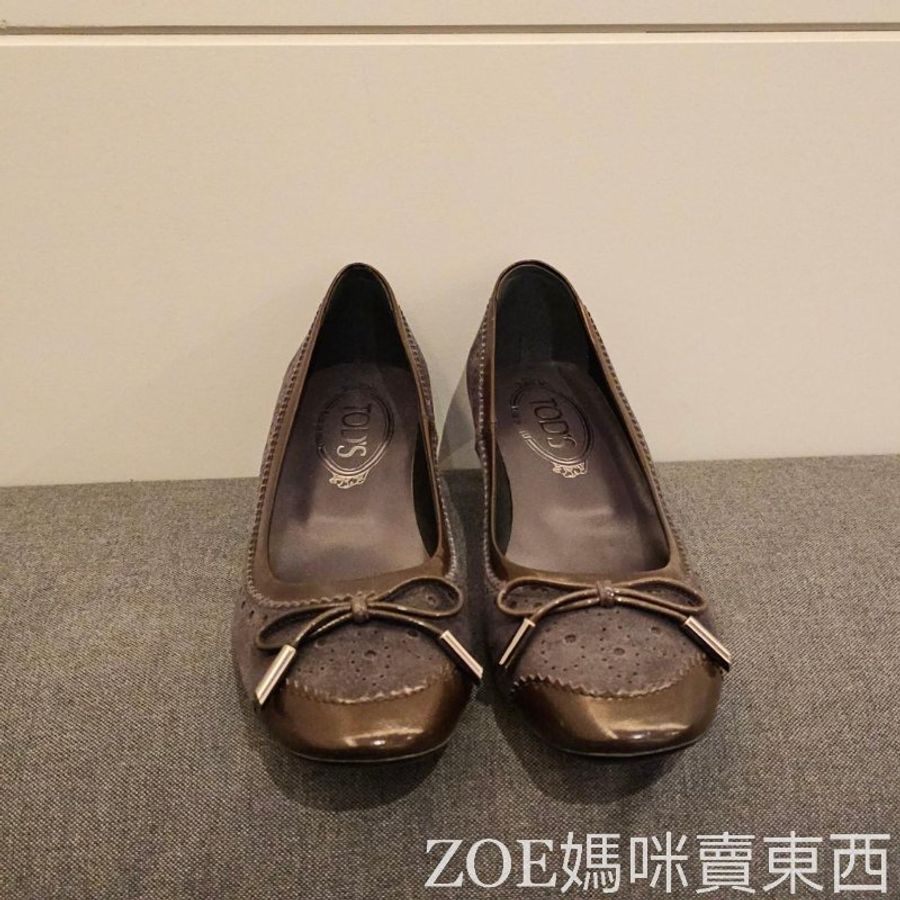 TOD'S 紫色麂皮雕花高跟鞋-1