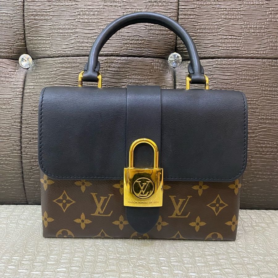 LV 原花黑牛皮金鎖Locky Bb手提斜背包-0