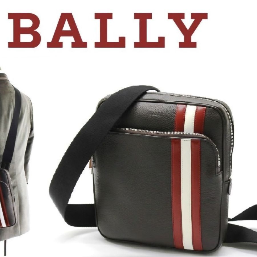 ☆☆全新品☆☆Bally條紋小牛皮肩斜背包「COSMY」棕褐色-0