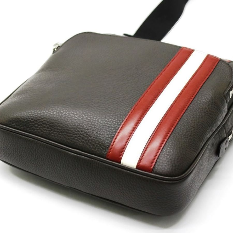 ☆☆全新品☆☆Bally條紋小牛皮肩斜背包「COSMY」棕褐色-3