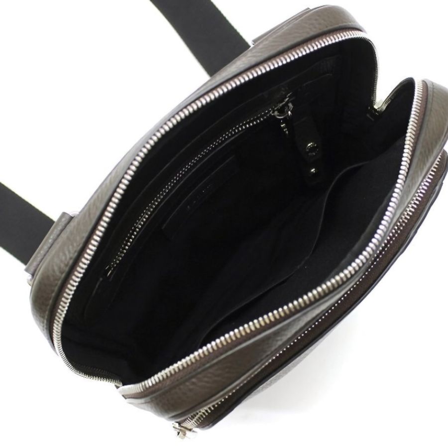 ☆☆全新品☆☆Bally條紋小牛皮肩斜背包「COSMY」棕褐色-7