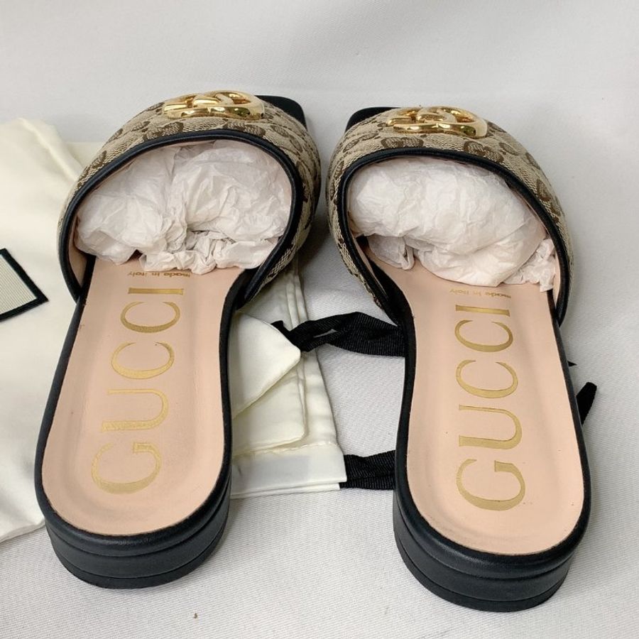 GUCCI 雙G老花涼拖鞋-4