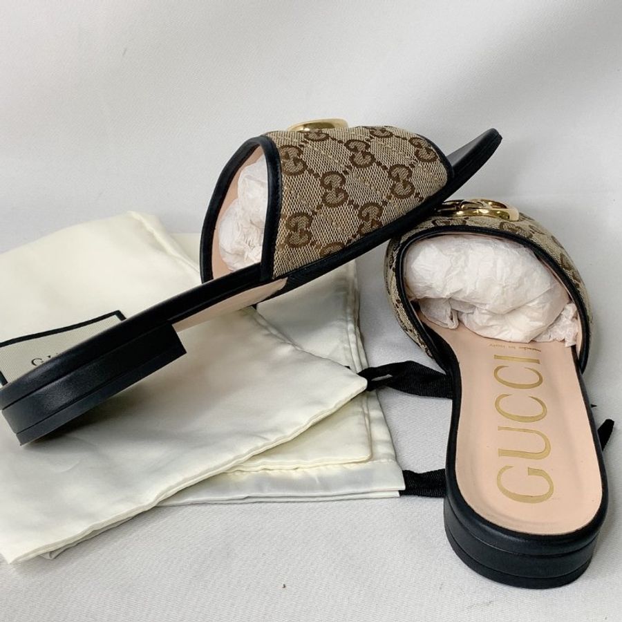 GUCCI 雙G老花涼拖鞋-5