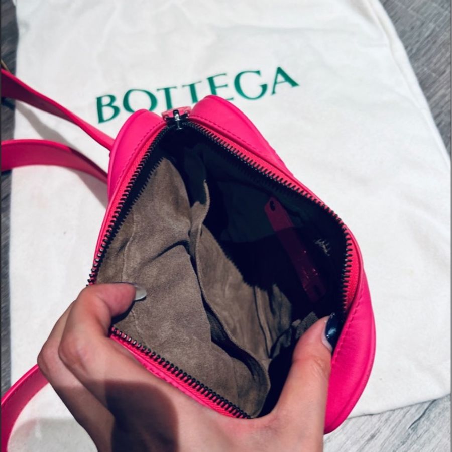 BOTTEGA VENETA經典編織迷你腰包/胸口包(亮桃)-11